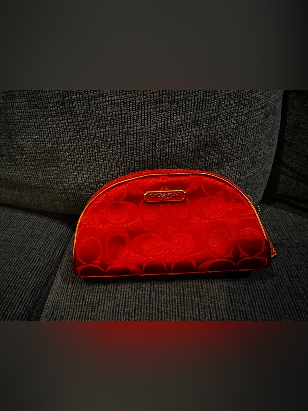 Coach x Estée Lauder Red Signature Jacquard Cosmetic Pouch